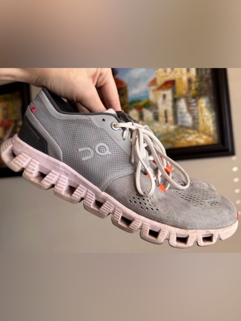 On Running Cloud X Grey Coral Sneakers Tennis Shoes 8